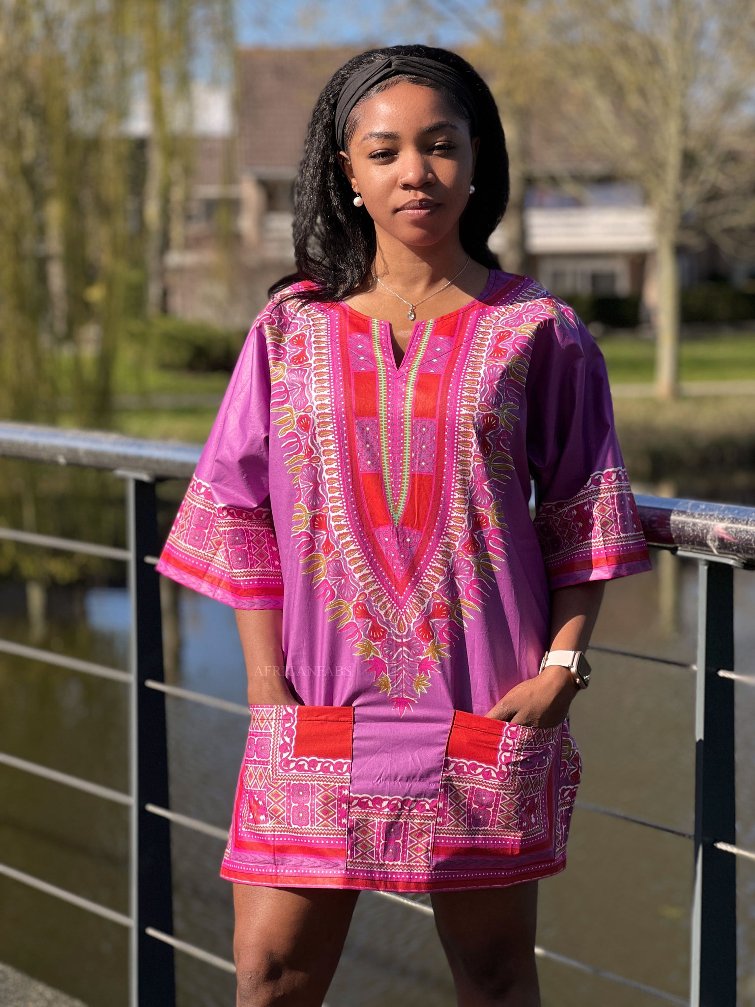 Purple / Red Dashiki Shirt / Dashiki Dress - African print top - Unise AfricanFabs Purple / Red Dashiki Shirt / Dashiki Dress - African print top - Unise AfricanFabs