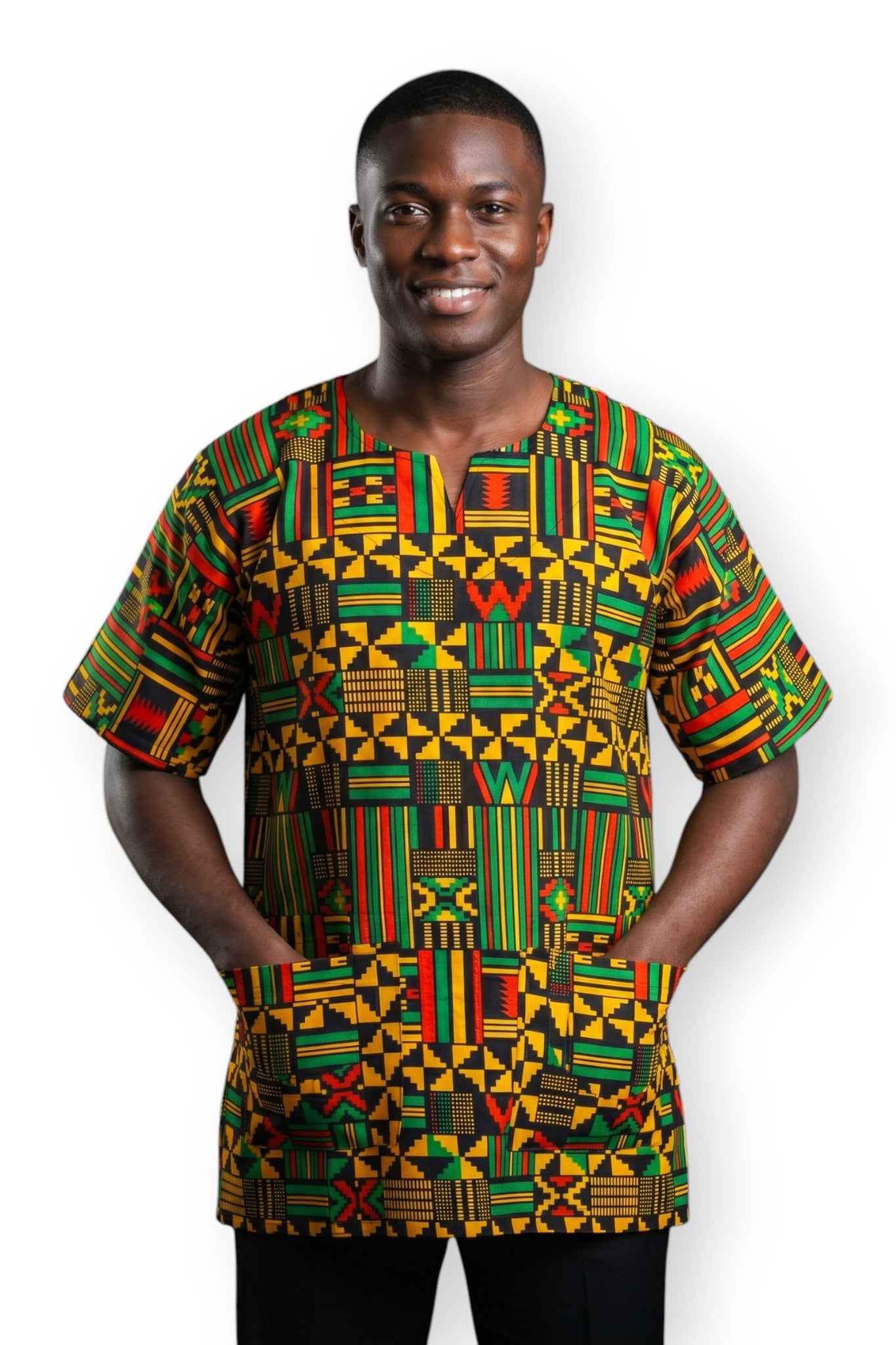 kente dress shirt Black Pan Africa Kente Dashiki Shirt / Dashiki Dress - African print top