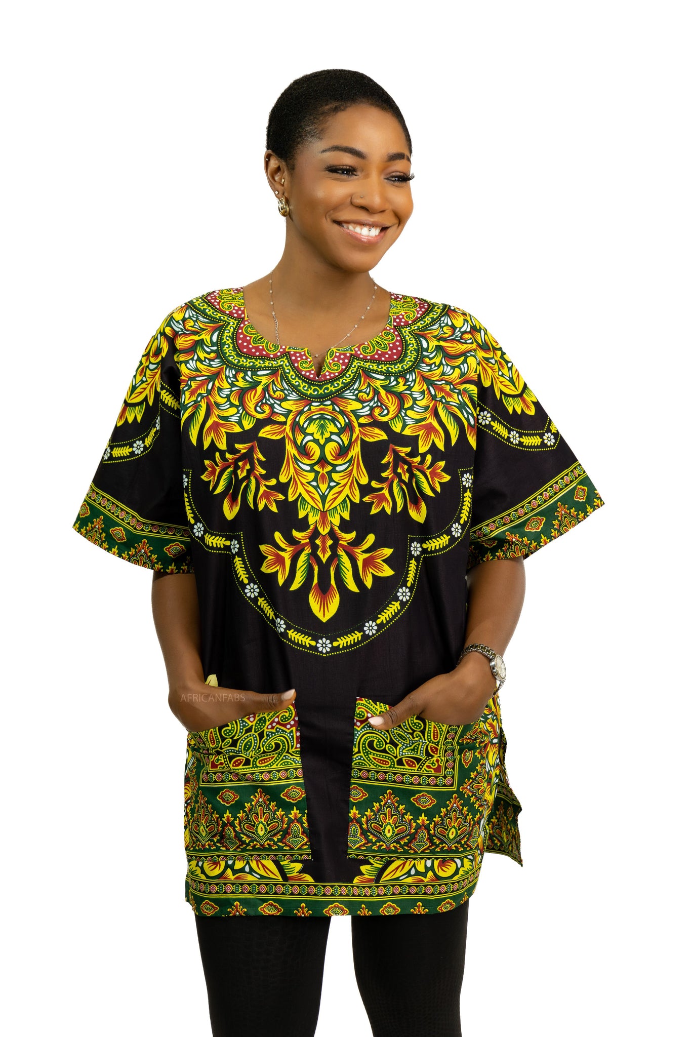 Black Dashiki Shirt / Dashiki Dress - African print top - Unisex AfricanFabs Black Dashiki Shirt / Dashiki Dress - African print top - Unisex AfricanFabs
