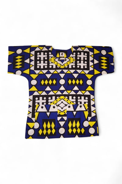 Blue Yellow Samakaka Dashiki Shirt / Dashiki Dress - African print top - Unisex