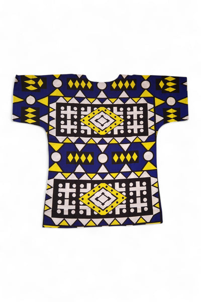 Blue Yellow Samakaka Dashiki Shirt / Dashiki Dress - African print top - Unisex