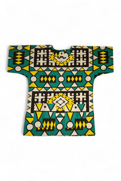 Turquoise Yellow Samakaka Dashiki Shirt / Dashiki Dress - African print top - Unisex