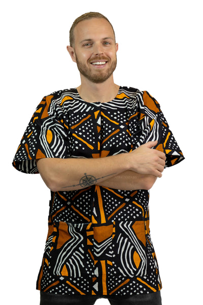 Black Bogolan Dashiki Shirt / Dashiki Dress - African print top