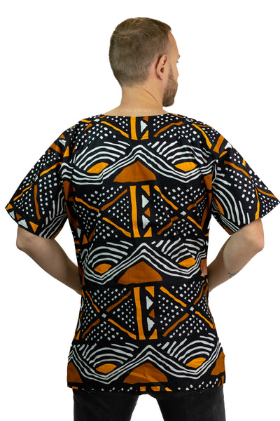 Black Bogolan Dashiki Shirt / Dashiki Dress - African print top