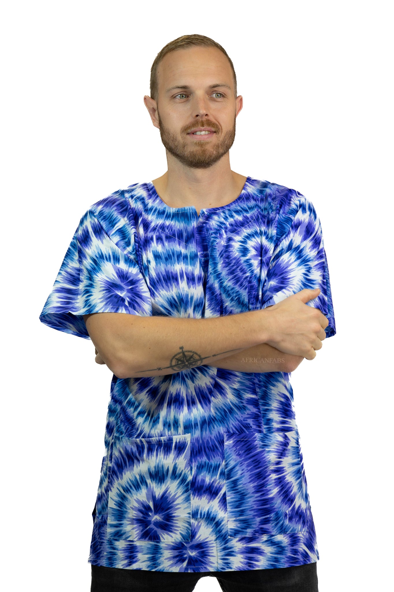 Blue Tie Dye Dashiki Shirt / Dashiki Dress - African print top