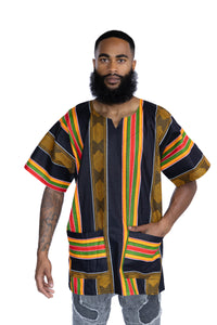 Black Pan Africa Dashiki Shirt / Dashiki Dress - African print top - Unisex