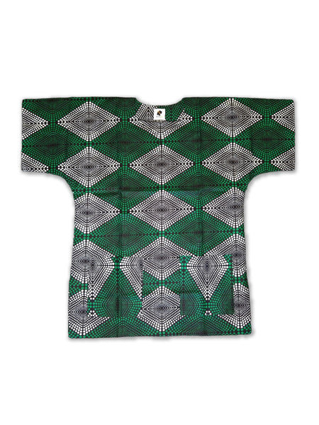 Green diamonds Dashiki Shirt / Dashiki Dress - African print top - Unisex