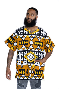 Mustard Samakaka Dashiki Shirt / Dashiki Dress - African print top - Unisex