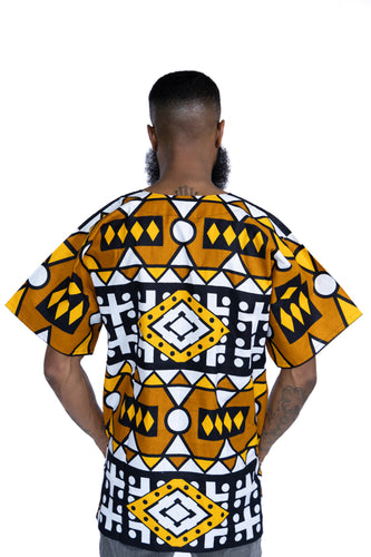Mustard Samakaka Dashiki Shirt / Dashiki Dress - African print top - Unisex