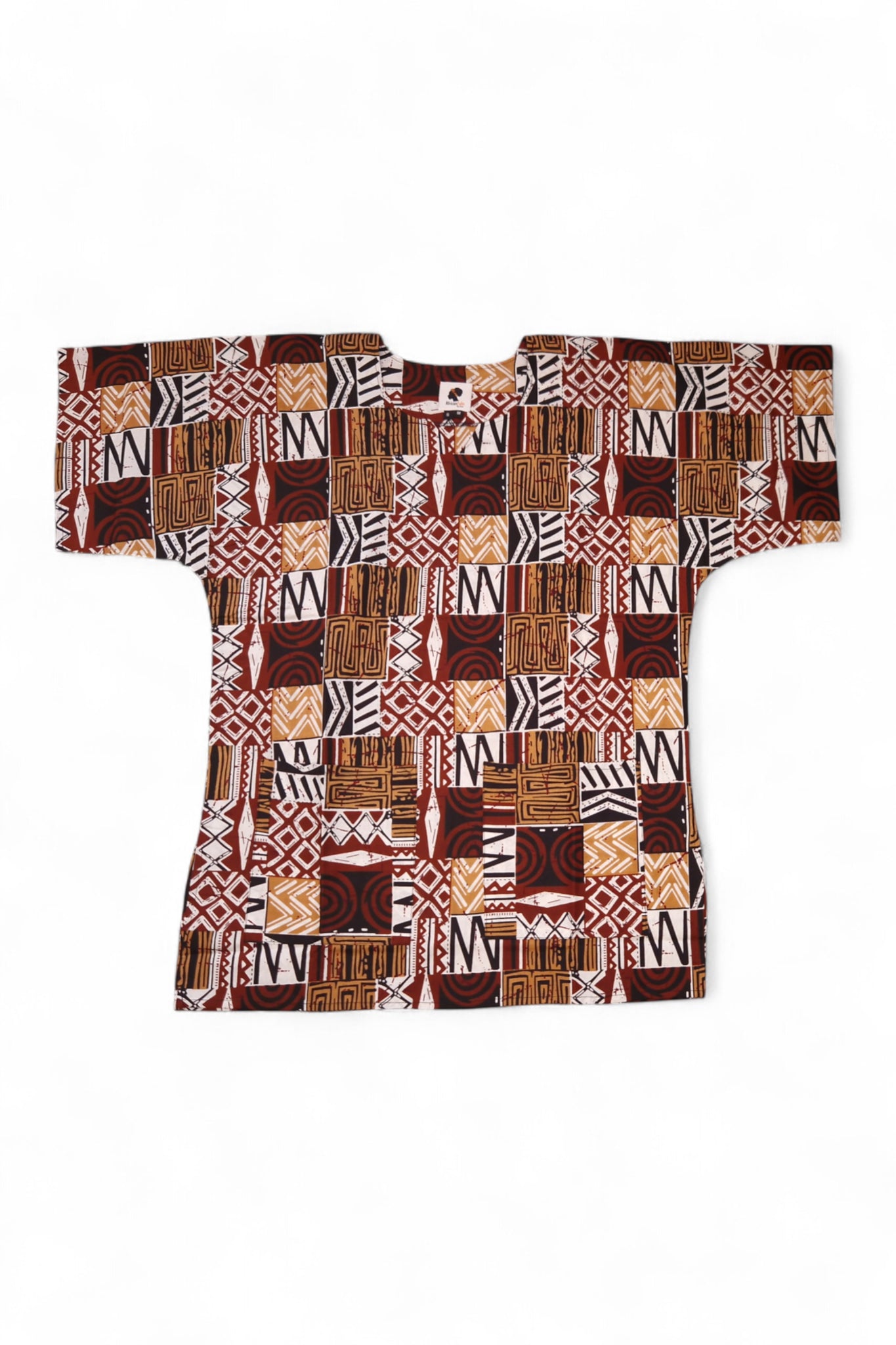 Brown Bogolan Mosaic Dashiki Shirt / Dashiki Dress - African print top - Unisex