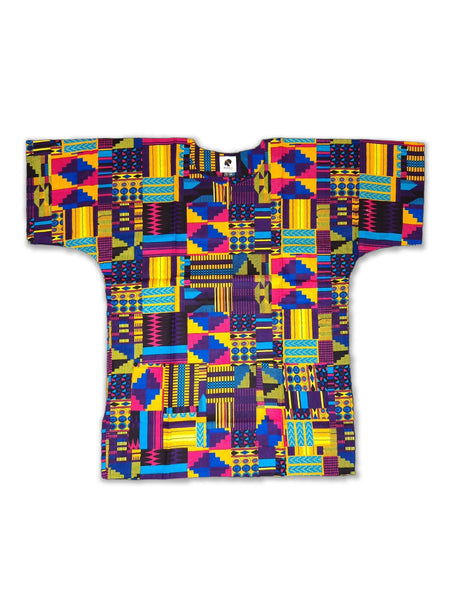Multicolor kente Dashiki Shirt / Dashiki Dress - African print top - Unisex
