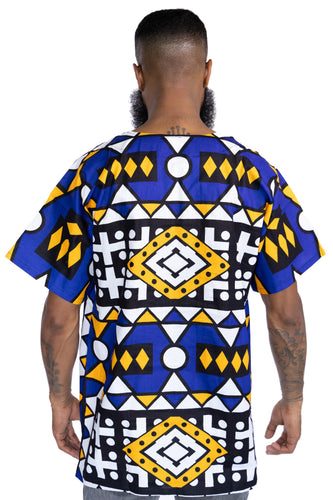 Blue Samakaka Dashiki Shirt / Dashiki Dress - African print top - Unisex