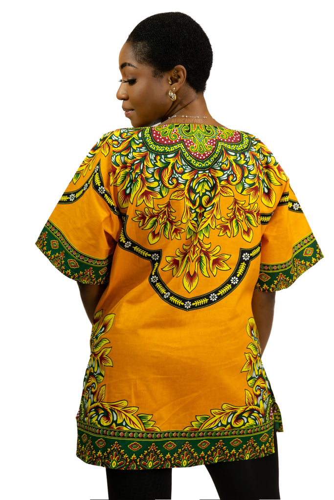 Orange Dashiki Shirt / Dashiki Dress - African print top Orange Dashiki Shirt / Dashiki Dress - African print top