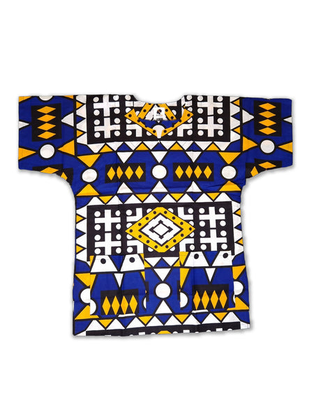 Blue Samakaka Dashiki Shirt / Dashiki Dress - African print top - Unisex