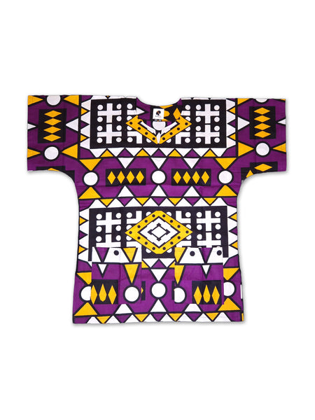 Purple Yellow Samakaka Dashiki Shirt / Dashiki Dress - African print top - Unisex