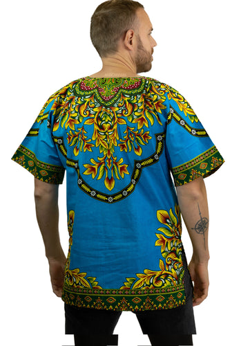 Blue Dashiki Shirt / Dashiki Dress - African print top - Unisex