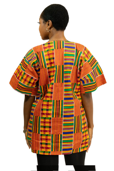 Multicolor Kente Dashiki Shirt / Dashiki Dress - African print top - Unisex