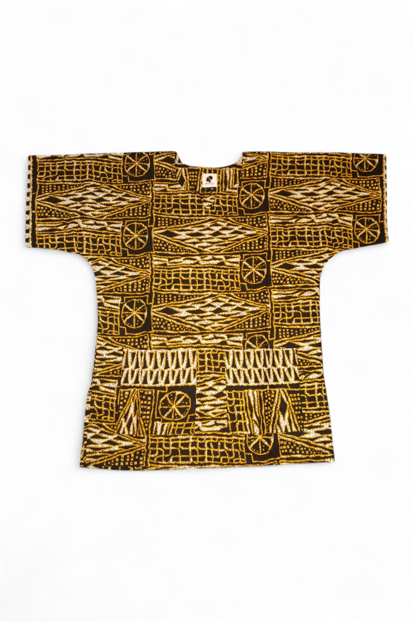 Black Yellow Ndop Cameroon Dashiki Shirt / Dashiki Dress - African print top - Unisex