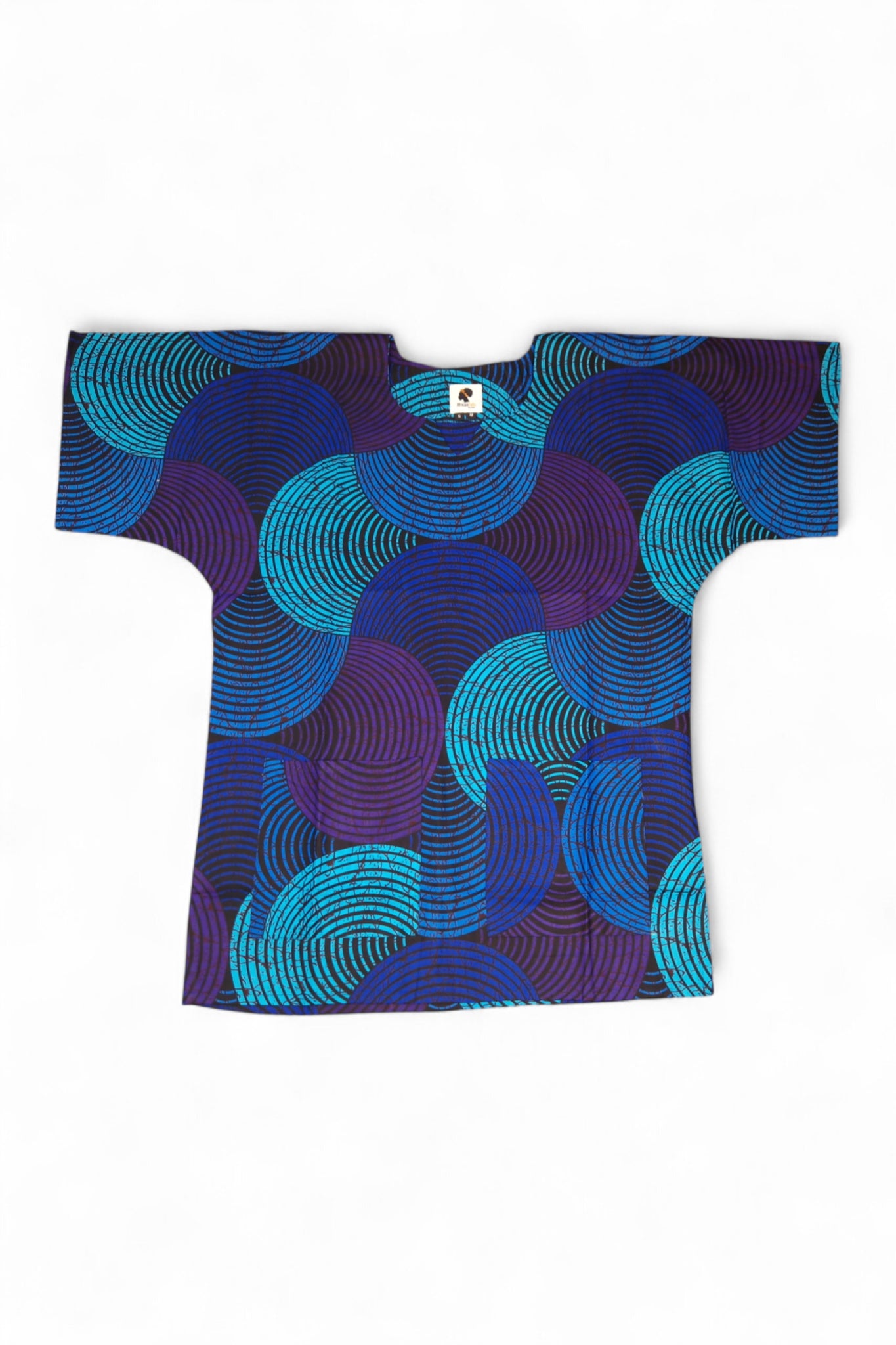Blue & Turquoise Concentric Circle Design Dashiki Shirt / Dashiki Dress - African print top - Unisex