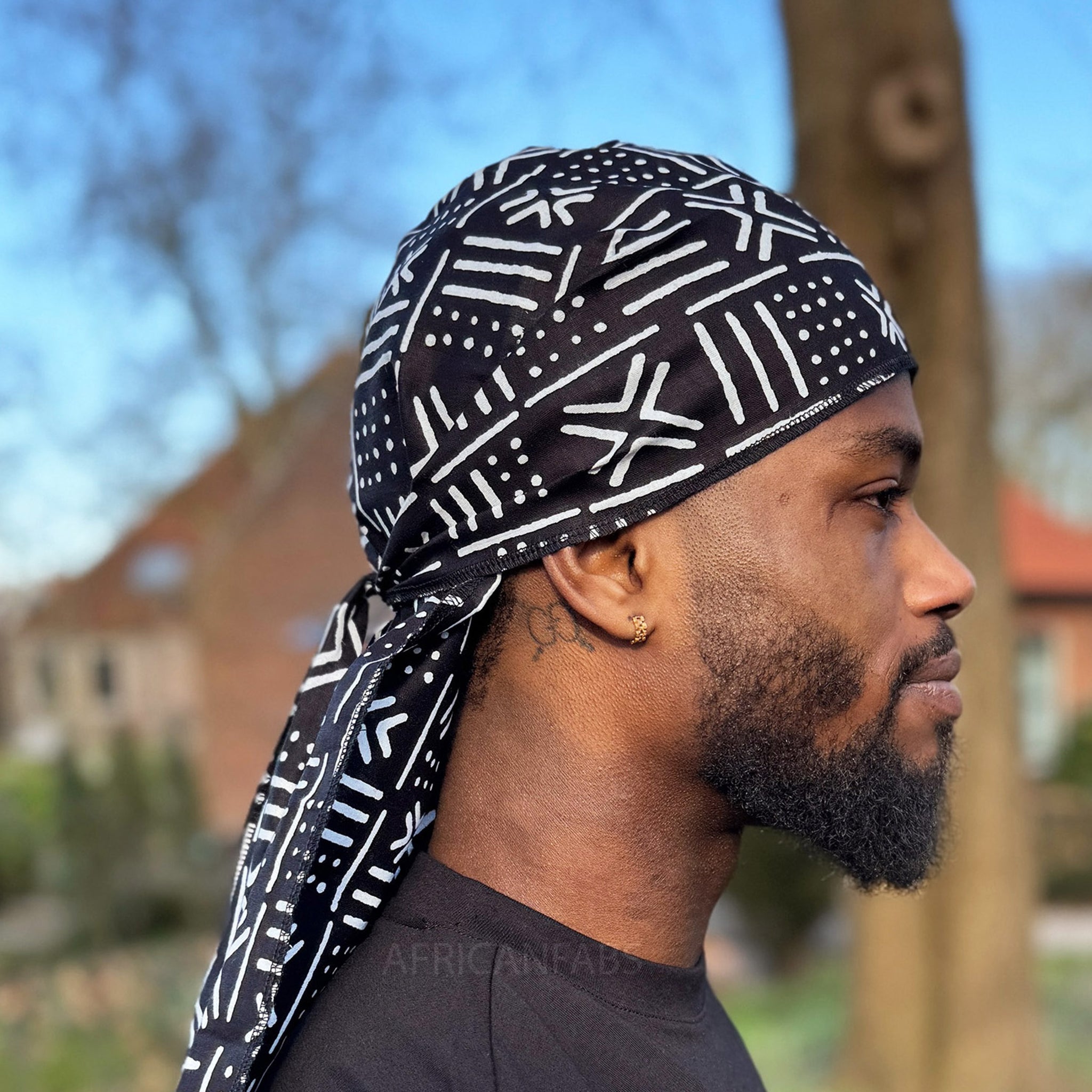 Durag / Du-rag / Do-rag / Bandana - Unisex - Black Bogolan