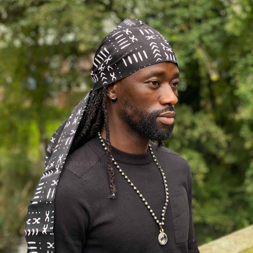 Durag / Du-rag / Do-rag / Bandana - Unisex - Black mud – AfricanFabs