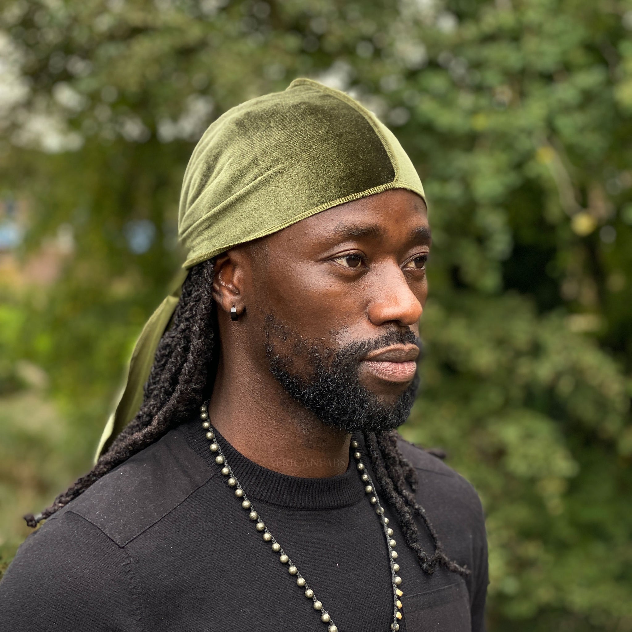 Velvet Durag / Du-rag / Do-rag / Bandana - Unisex - Moss Green