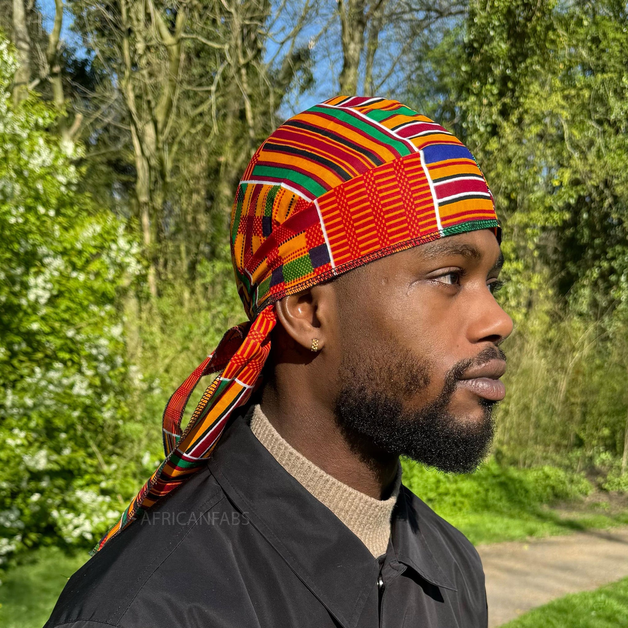 Durag / Du-rag / Do-rag / Bandana - Unisex - Yellow / green Kente