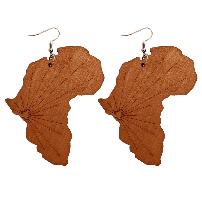 Africa shape brown - African inspired wooden earrings