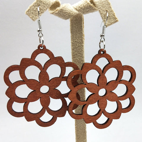 African Print Earrings | Brown symbol flower