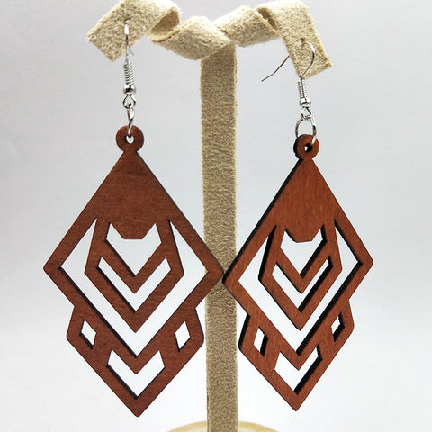 African Print Earrings | African Brown wooden earrings