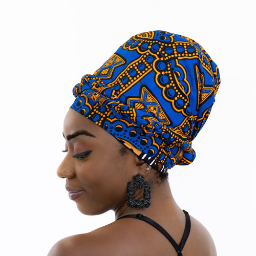 Easy headwrap - Satin lined hair bonnet - Ancient Blue