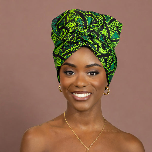 Easy headwrap - Satin lined hair bonnet - Green