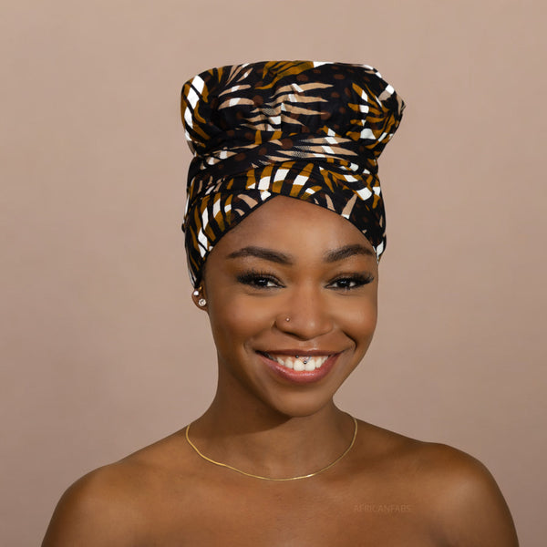 Easy headwrap - Satin lined hair bonnet - Brown