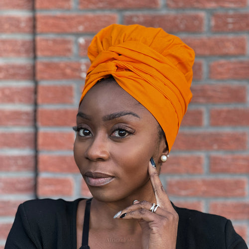 Easy headwrap - Satin lined hair bonnet - Orange-Yellow