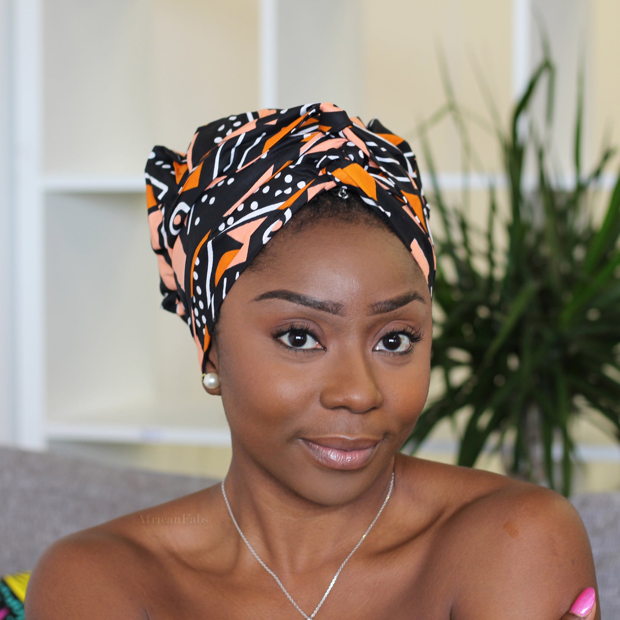 Easy headwrap - Satin lined hair bonnet - Salmon