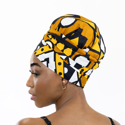 Easy headwrap - Satin lined hair bonnet - Mustard / yellow Samakaka