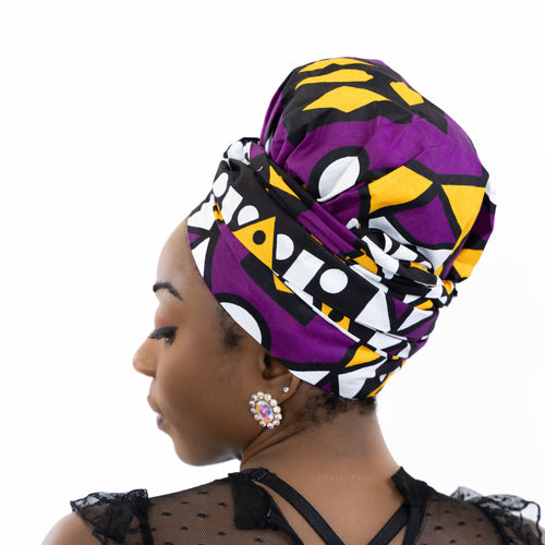 Easy headwrap - Satin lined hair bonnet - Purple Samakaka