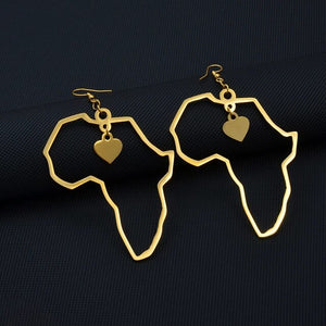 African continent heart Earrings – Gold