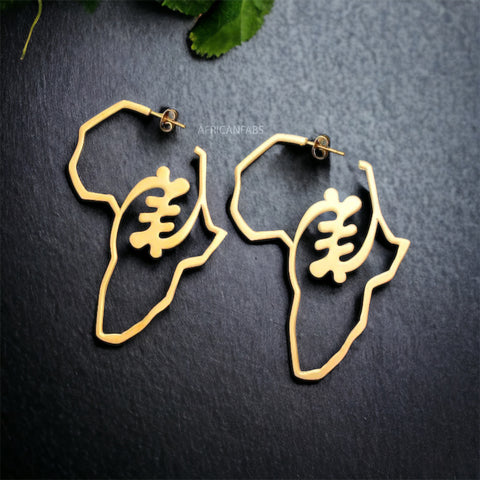 GYE NYAME ADINKRA SYMBOL African continent Earrings – Gold