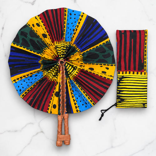 African Hand fan - Ankara print Hand fan - Multicolor Akua