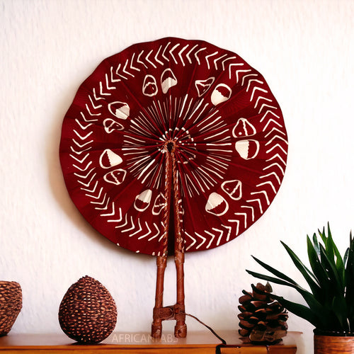 African Hand fan - Ankara print Hand fan - Bagyina - Red