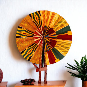 African Hand fan - Ankara print Hand fan - Adekorato - Yellow / red