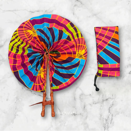 African Hand fan - Ankara print Hand fan - Multicolor Abeni