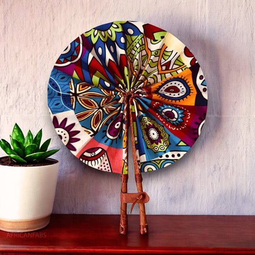 African Hand fan - Ankara print Hand fan - Ekow - Multi color