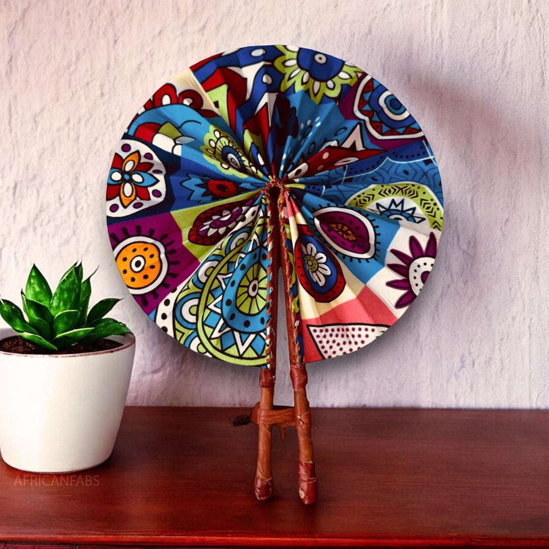 African Hand fan - Ankara print Hand fan - Ekow - Multi color