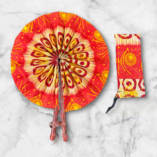 African Hand fan - Ankara print Hand fan - Tuesday - Orange