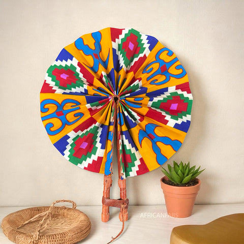 African Hand fan - Ankara print Hand fan - Thursday - kente