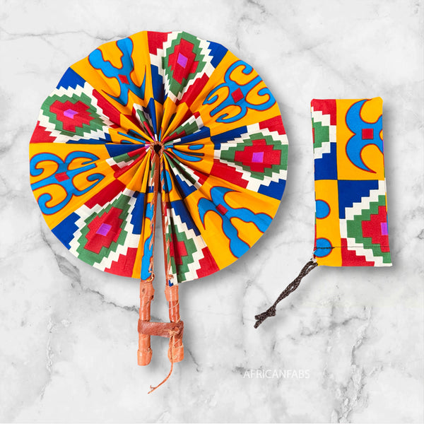 African Hand fan - Ankara print Hand fan - Thursday - kente