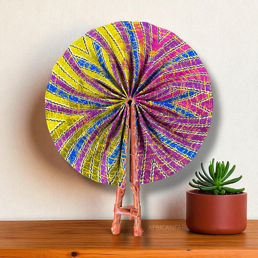African Hand fan - Ankara print Hand fan - Saturday - Multi color