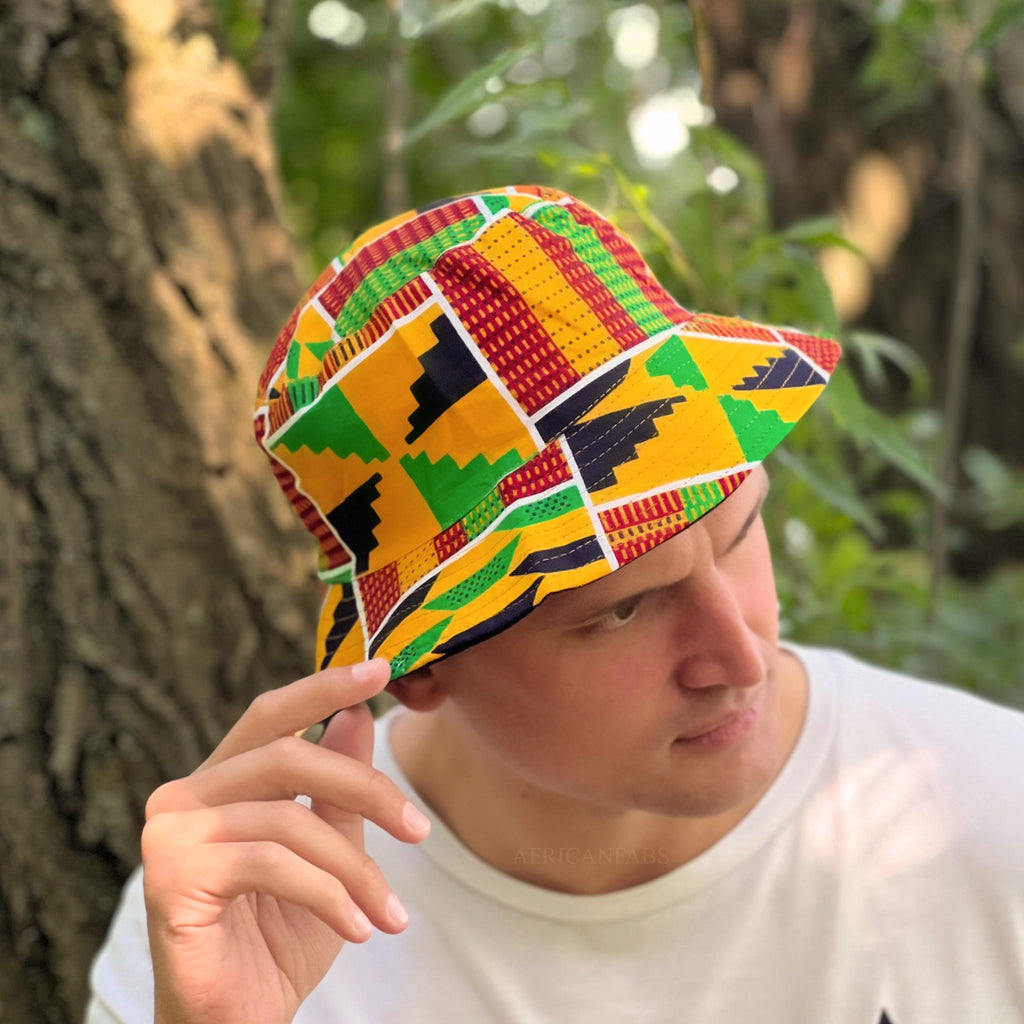 Bucket hat / Fisherman hat with African print - Multi color Kente purp –  AfricanFabs